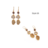 Organic Shape Gemstone Statement Earrings, Handmade Gold Plated Bezel Set 5284