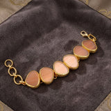Peach Cat's Eye Gold Plated Bracelet, Fancy Shape Handmade Style Jewelry 5265