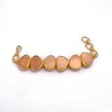 Peach Cat's Eye Gold Plated Bracelet, Fancy Shape Handmade Style Jewelry 5265