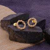 Pearl Beaded Twisted Hoop Stud Earrings