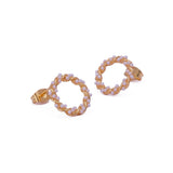 Pearl Beaded Twisted Hoop Stud Earrings