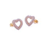 Pearl Heart Stud Earrings Romantic Gold Design