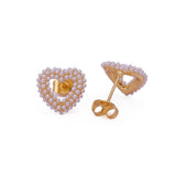 Pearl Heart Stud Earrings Romantic Gold Design