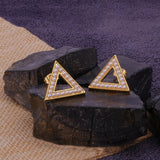 pearl Modern Geometric Gold Stud Earrings