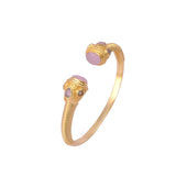 Peridot Gemstone Bangle Gold Plated Textured Open Cuff Bangle Handmade Statement Bangle