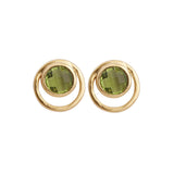 Peridot Gemstone Stud Earrings Gold Plated Push Back Earrings Collet Setting Earring Pairs