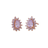 Pink and White Cubic Zircon Gemstone Stud Earrings Gold Plated Jewelry For Her
