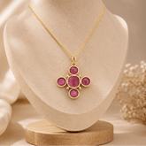 Pink Cat's Eye Gemstone Cross Pendant, Perfect June Birthstone Gift 5388 Pink Cat's Eye