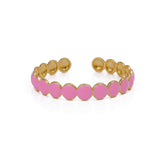 Pink Enamel Bangle Gold Plated Bubble Shape Bangle Adjustable Aesthetic Jewelry