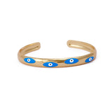 Pink Enamel Bracelet Open Cuff Bracelet Evil Eye Bangle