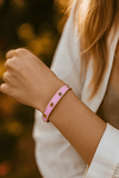 Pink Enamel Cuff Gold Plated Bangle Gemstone Bracelet