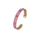 Pink Enamel Cuff Gold Plated Bangle Gemstone Bracelet