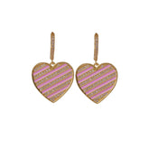 Pink Enamel Heart Earrings Gold PLated Statemengt Earrings