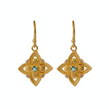 Pink Fuchsia Flower Earrings, Vintage Inspired Gold Drop Earrings Elegant Jewelry Gift 5383 Apatite