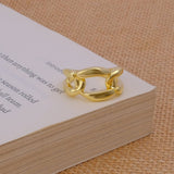 Plain Brass Oval Link Ring, Gold Plated Shiny Stackable Brass Ring For Women