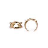 Plain Brass Oval Link Ring, Gold Plated Shiny Stackable Brass Ring For Women