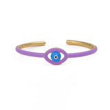 Purple Enamel Adjustable Bangle Evil Eye Bangle Gold Plated Jewelry