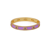 Purple Enamel with CZ Gemstone Bangle Adjustable Gold Plated Jewelry