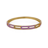 Purple Enamel with CZ Gemstone Bangle Aesthetic Gold Plated Jewelry
