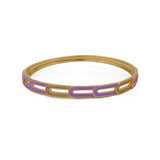 Purple Enamel with CZ Gemstone Bangle Aesthetic Gold Plated Jewelry
