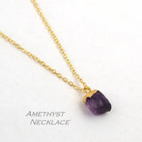 Raw Amethyst Birthstone Necklace and Adjustable Ring