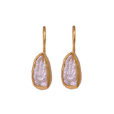 Raw Baroque Pearl Drop Earrings, Gold Plated Irregular Pearl Earrings, Organic Dangle Earrings