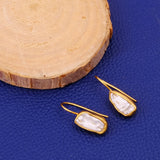 Raw Baroque Pearl Drop Earrings, Gold Plated Irregular Pearl Earrings, Organic Dangle Earrings