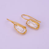 Raw Baroque Pearl Drop Earrings, Gold Plated Irregular Pearl Earrings, Organic Dangle Earrings
