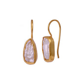 Raw Baroque Pearl Drop Earrings, Gold Plated Irregular Pearl Earrings, Organic Dangle Earrings