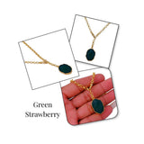 Raw Dyed Ruby Pendant Y - Necklace on Gold Plated Chain 5211