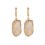 Raw Gemstone Citrine Fancy Shape Hoop Earring, 18k Gold Plated Jewelry 5216