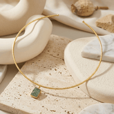 Raw Gemstone Green Strawberry Quartz Choker Necklace, Birthstone Jewelry 5269