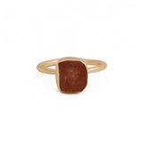 Raw Pink Strawberry Quartz Ring Gold Plated Ring