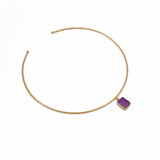 Raw Purple Amethyst Gemstone Necklace, Minimalist Gold Choker for Women 5269