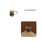 Raw Rainbow Moonstone Gemstone Ring, Gold Plated Rough Statement Jewelry 5393