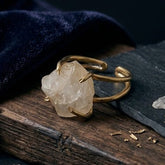 Raw Rainbow Moonstone Gemstone Ring, Gold Plated Rough Statement Jewelry 5393 Rainbow Moonstone