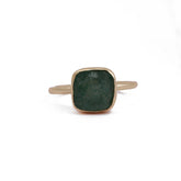 Raw Rough Strawberry Quartz Gemstone Rings, Gold Plated Collet Set Band Ring