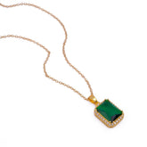 Rectangular Emerald Pendant, Elegant Gemstone Pendant Necklace Jewelry for Engagement.
