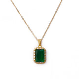 Rectangular Emerald Pendant, Elegant Gemstone Pendant Necklace Jewelry for Engagement.