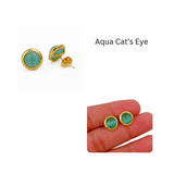 Red Coral Gemstone Minimal Gold Plated Stud Earrings Gift for Her CE - 1002