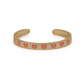 Red Enamel Heart Bangle Open Cuff Bangle Gold Plated Jewelry For Her