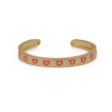 Red Enamel Heart Bangle Open Cuff Bangle Gold Plated Jewelry For Her