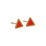 Red Enamel Triangle Studs Trendy Geometric Earrings