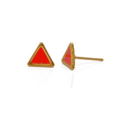 Red Enamel Triangle Studs Trendy Geometric Earrings