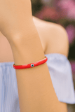 Red Enameled Evil Eye Bangle Adjustable Gold Plated Jewelry