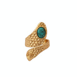 Red Garnet Adjustable Rings, Oval Cabochon Gemstone Gold Plated Jewelry CR - 1015