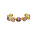 Red Garnet Raw Gemstone, Gold Plated Brass Adjustable Bangle 4080