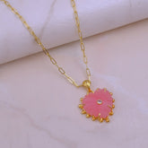 Rhodocrosite Carved Gemstone Necklaces, Gold Plated Jewelry 5286
