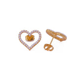 Romantic Pearl Heart Outline Studs Gold Statement Earrings