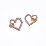Romantic Pearl Heart Outline Studs Gold Statement Earrings